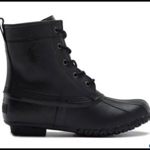 Polo Ralph Lauren Black Ewan Leather Duck Boots
